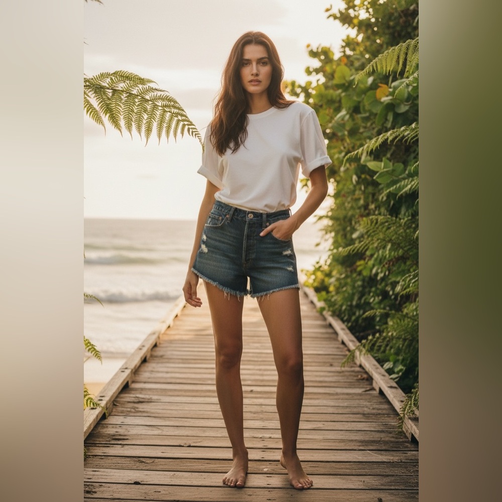 Abercrombie & Fitch Dark Wash Distressed Women's Denim Shorts Women’s Size 27